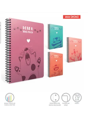 Gıpta Love U A4 Pp Kapak Spiralli Defter Kareli 80 Yp 7221