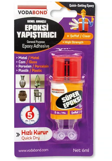 Vodabond 6 Ml Rapid Şırınga Epoksi Yapıştırıcı Şeffaf 47047