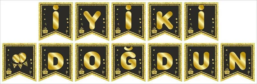 Nedi Kırlangıç Oynar Yazı 'iyiki Doğdun' Pastalı Altın 24515