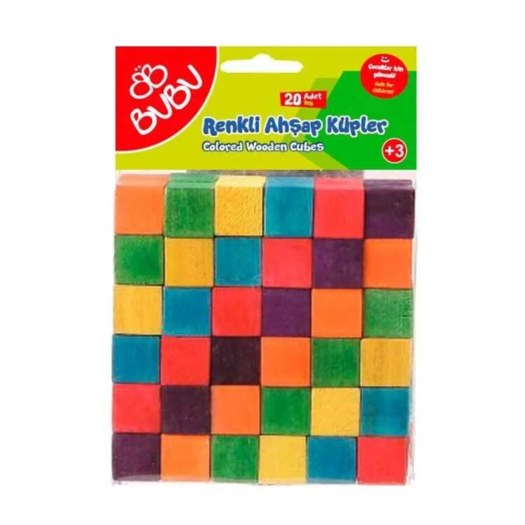 Bubu 5 Mm Ahşap Renkli Küp 20"li Ao0005