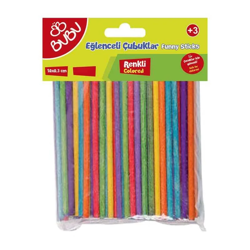 Bubu 10x0.3 Cm Renkli Eğlenceli Çubuklar 24"lü Hs0021