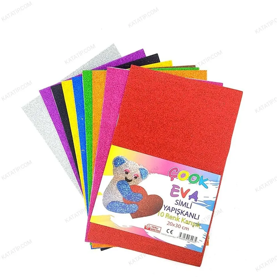 Çook 20x30 Yapışkanlı Simli Eva 10 Renk Karışık
