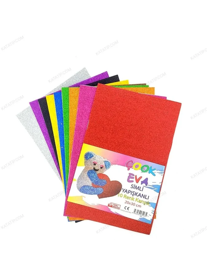 Çook 20x30 Yapışkanlı Simli Eva 10 Renk Karışık