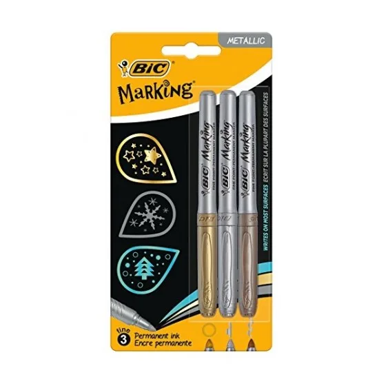 Bic Metalik Permanent Marker Kalem 3"lü 944033