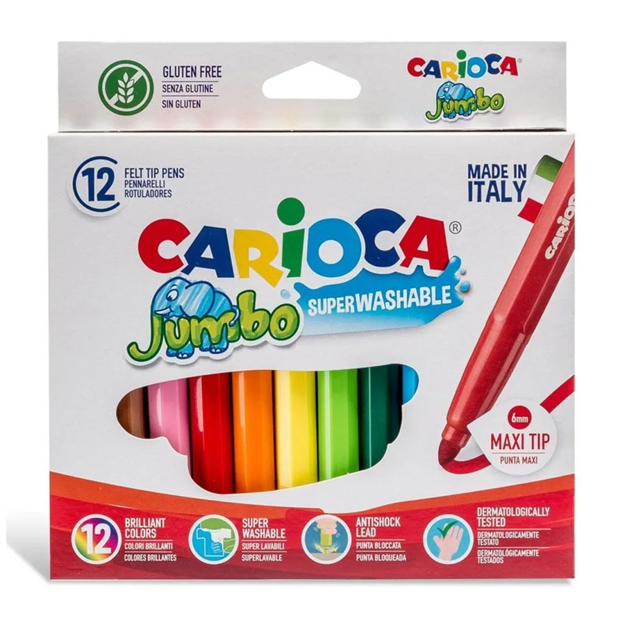 Carioca Jumbo Süper Yıkanabilir Keçeli Kalem 12"li 40569