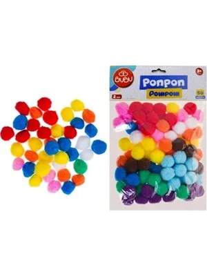 Bubu 1-2-3 Cm Ponpon Renkli Karışık 80"li Hs0025
