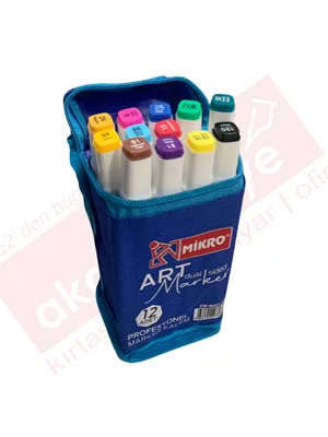Mikro Art Çift Uçlu Marker Kalem Çantalı 12 Renk Zw-8001-12s