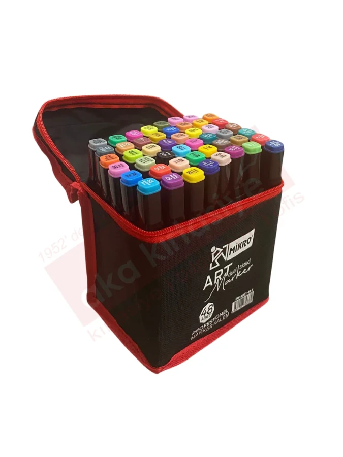 Mikro Art Çift Uçlu Marker Kalem Çantalı 48 Renk Zw-8001-48s