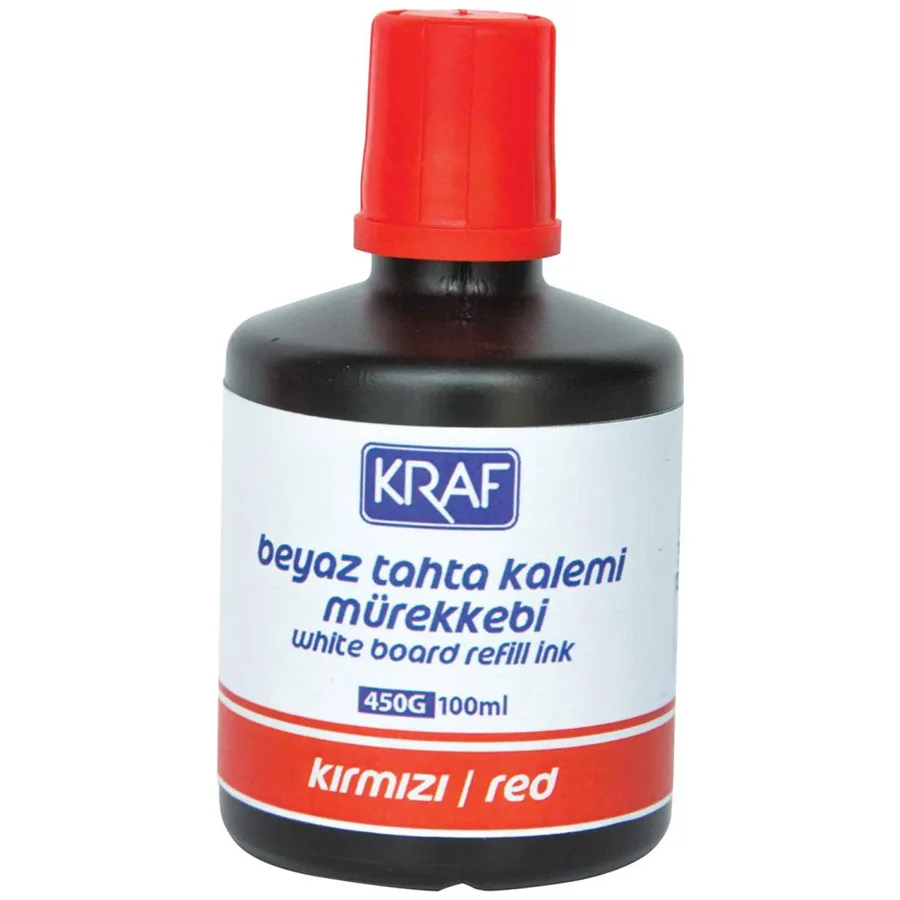 Kraf 450g 100 Ml Beyaz Tahta Kalemi Mürekkebi Kırmızı