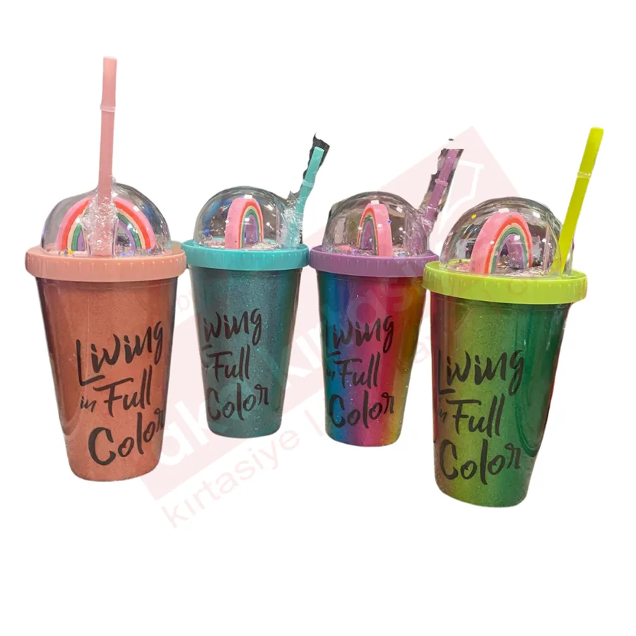 Mikro Colorful 450 Ml Pipetli Bardak Matara Pm-3004