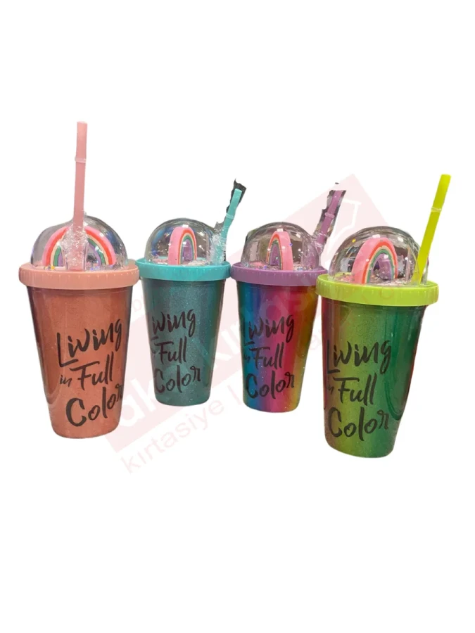 Mikro Colorful 450 Ml Pipetli Bardak Matara Pm-3004