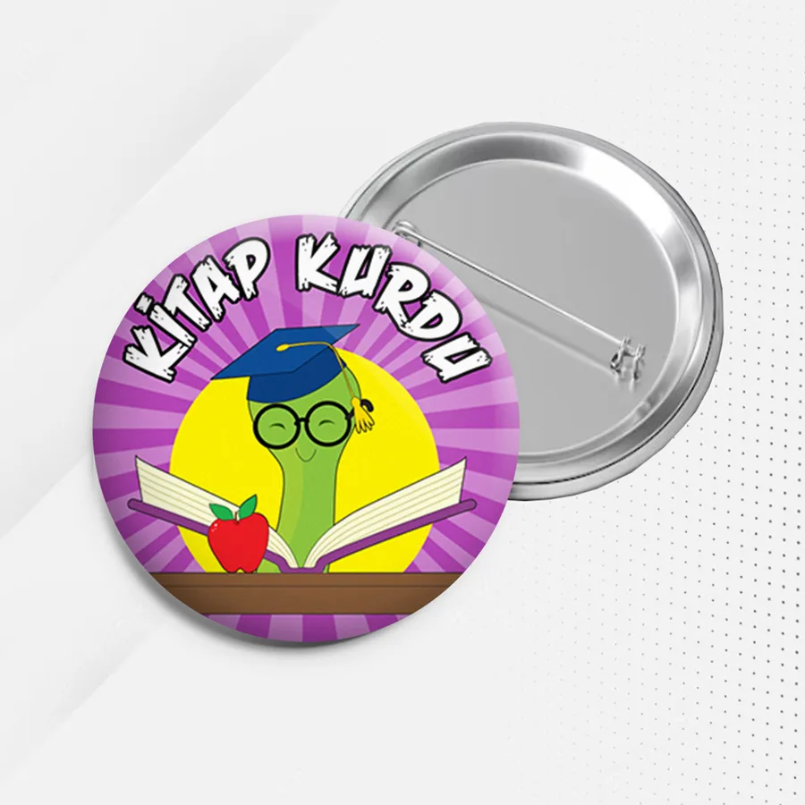 Mor Çanta Rozeti Kitap Kurdu
