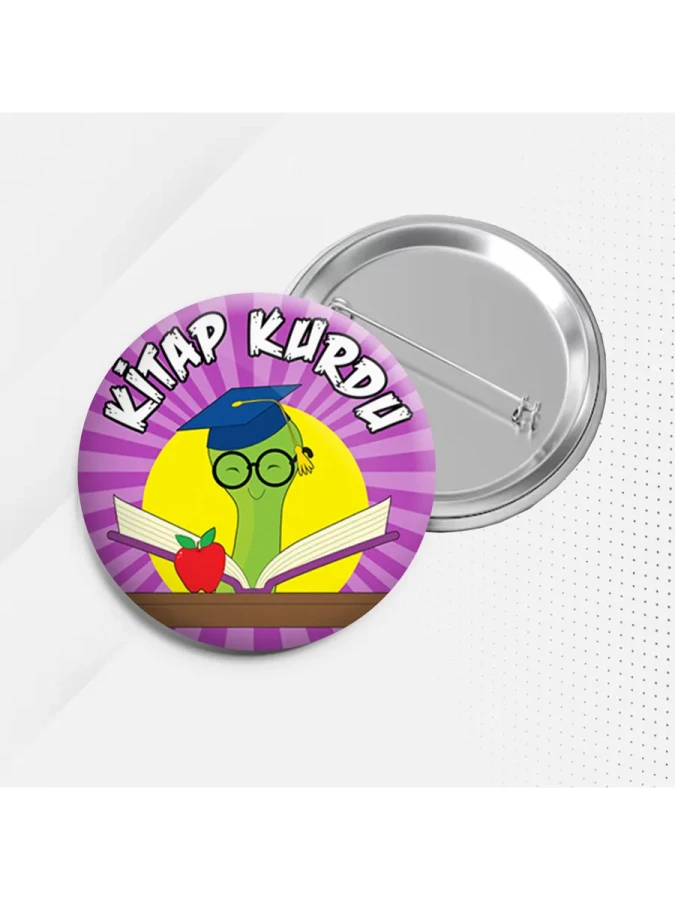 Mor Çanta Rozeti Kitap Kurdu