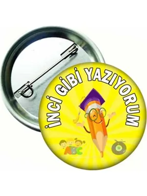Mor Çanta Rozeti İnci Gibi Yazıyorum