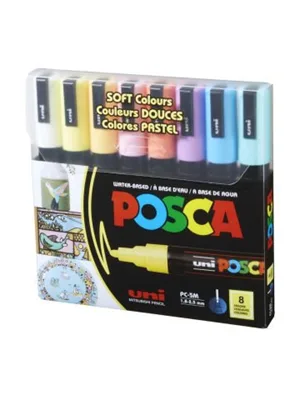 Uni Posca 1.8-2.5 Su Bazlı Markör Kalem Soft Renkler 8"li Pc-5m 8c