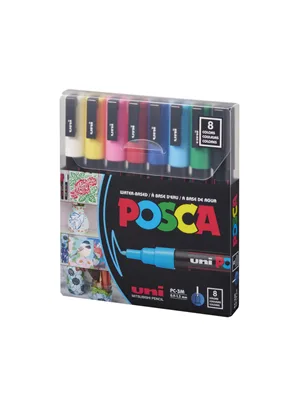 Uni Posca 0.9-1.3 Su Bazlı Markör Kalem Ana Renkler 8"li Pc-3m 8c