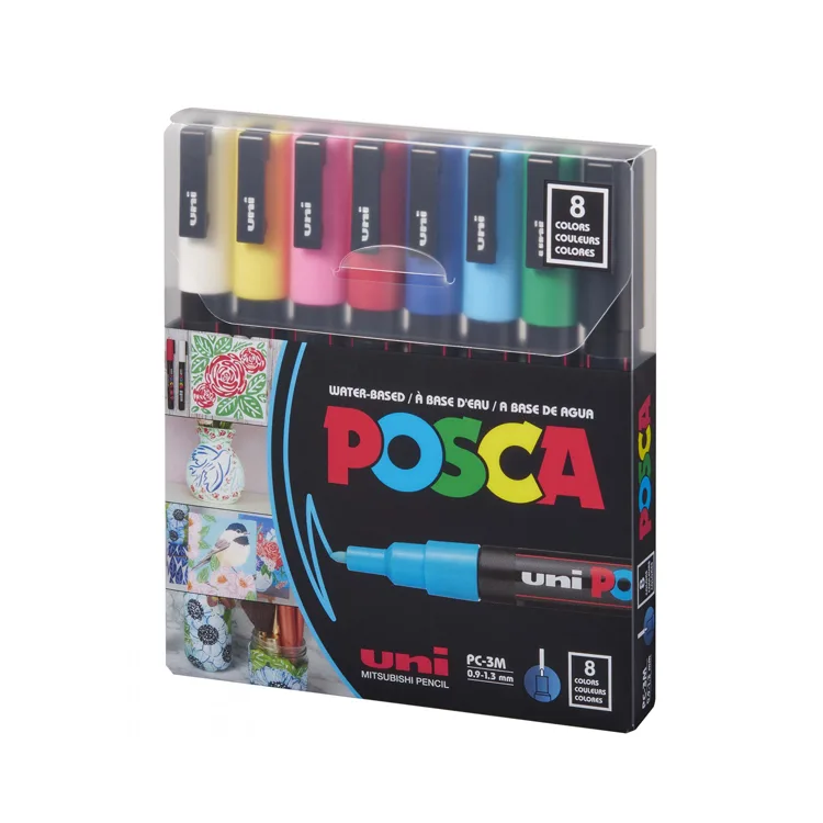 Uni Posca 0.9-1.3 Su Bazlı Markör Kalem Ana Renkler 8"li Pc-3m 8c