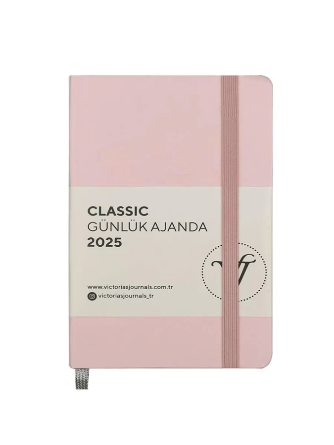 Victorias Journals Classic 9x14 Günlük Ajanda Sert Kapak Ivory Pembe 124-1489 2025