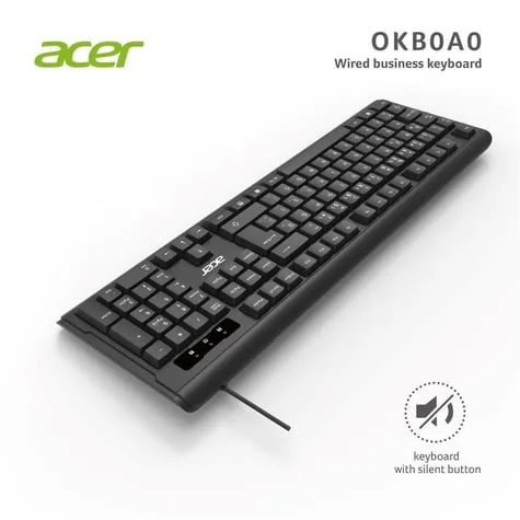 Acer Oak-0a0 Sessiz Tuşlu Kablolu Q Klavye Siyah