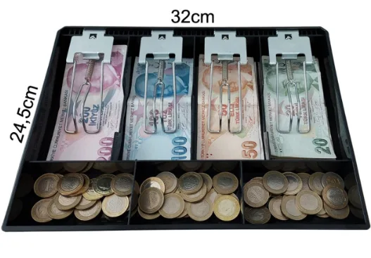 Universal 4 Banknot 3 Madeni Bölmeli Plastik Para Çekmecesi İçi