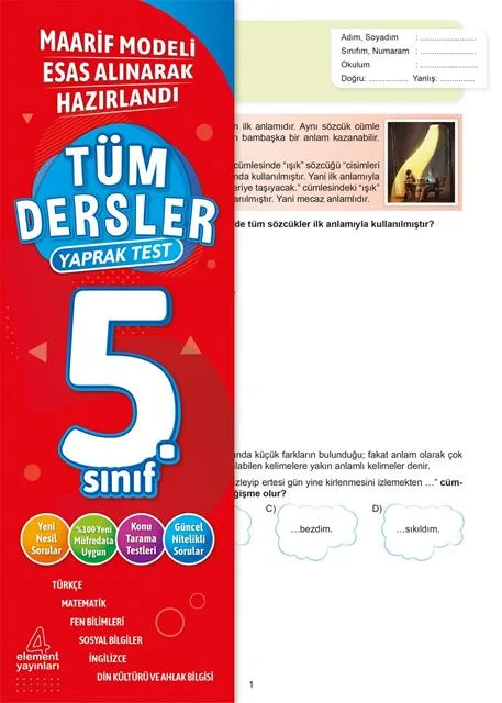 Element Yay.-5.sınıf Tüm Dersler Yaprak Test 2425