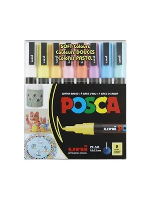 Uni Posca 0.9-1.3 Su Bazlı Markör Kalem Soft Renkler 8"li Pc-3m 8c