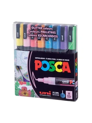 Uni Posca 0.9-1.3 Su Bazlı Markör Kalem Simli 8"li Pc-3ml 8c