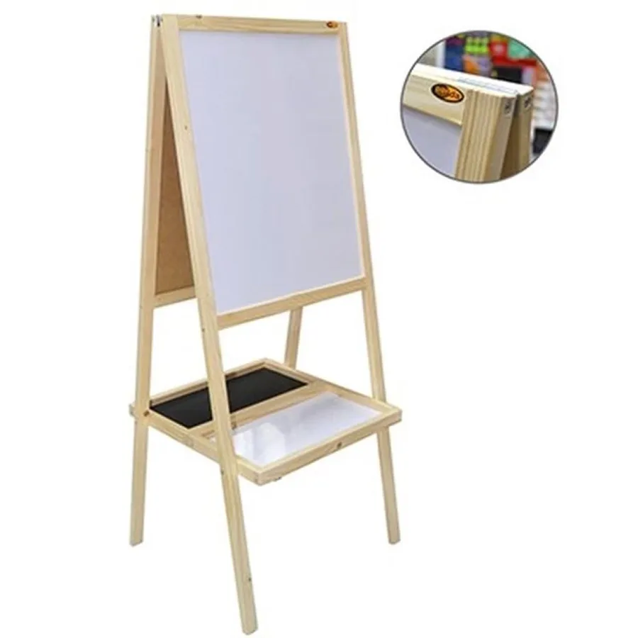 Panda 35x50 Ahşap Ayaklı Çatı Tipi Sepetli Yazı Tahtası Beyaz-siyah Pan299