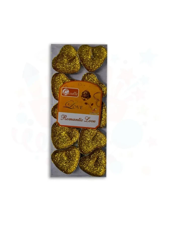 Nedi Tea-lıght Simli Kalpli Mum 10"lu Altın 7145