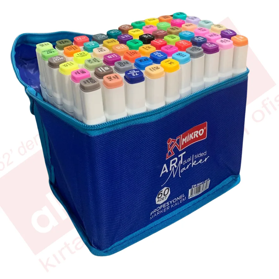 Mikro Art Çift Uçlu Marker Kalem Çantalı 60 Renk Zw-8001-60s