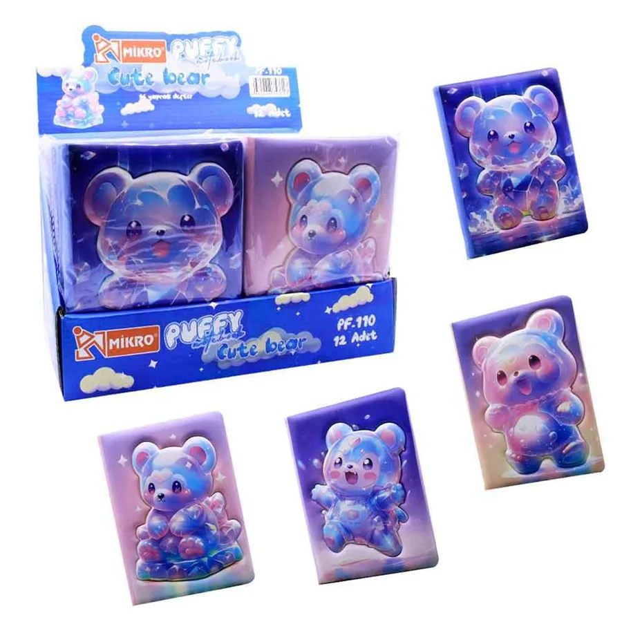 Mikro 13x18 Puffy Not Defteri 96 Yp Cute Bear Pf-110