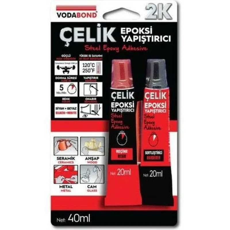 Vodabond 20ml+20ml 2k Rapid Çelik Epoksi Yapıştırıcı Gri 48086