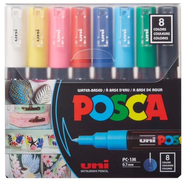 Uni Posca 0.7 Su Bazlı Markör Kalem Ana Renkler 8"li Pc-1m 8c