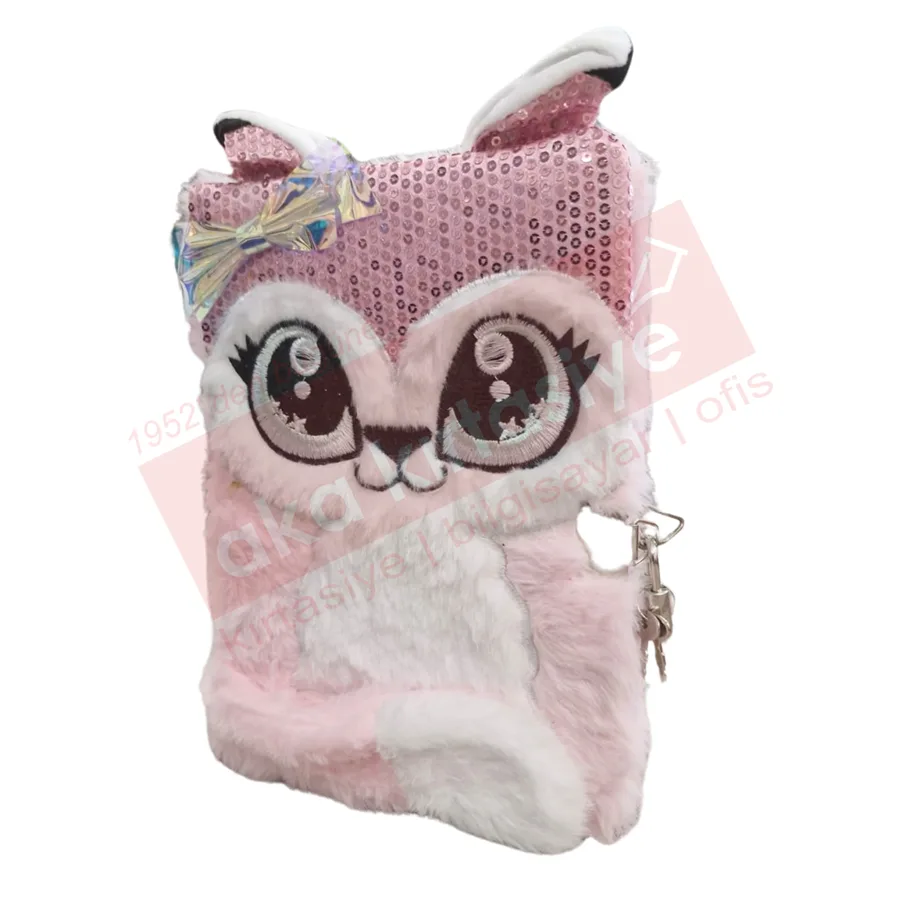 Misyon 15x21 Peluş Kilitli Hatıra Defteri Kedi Msy-5653