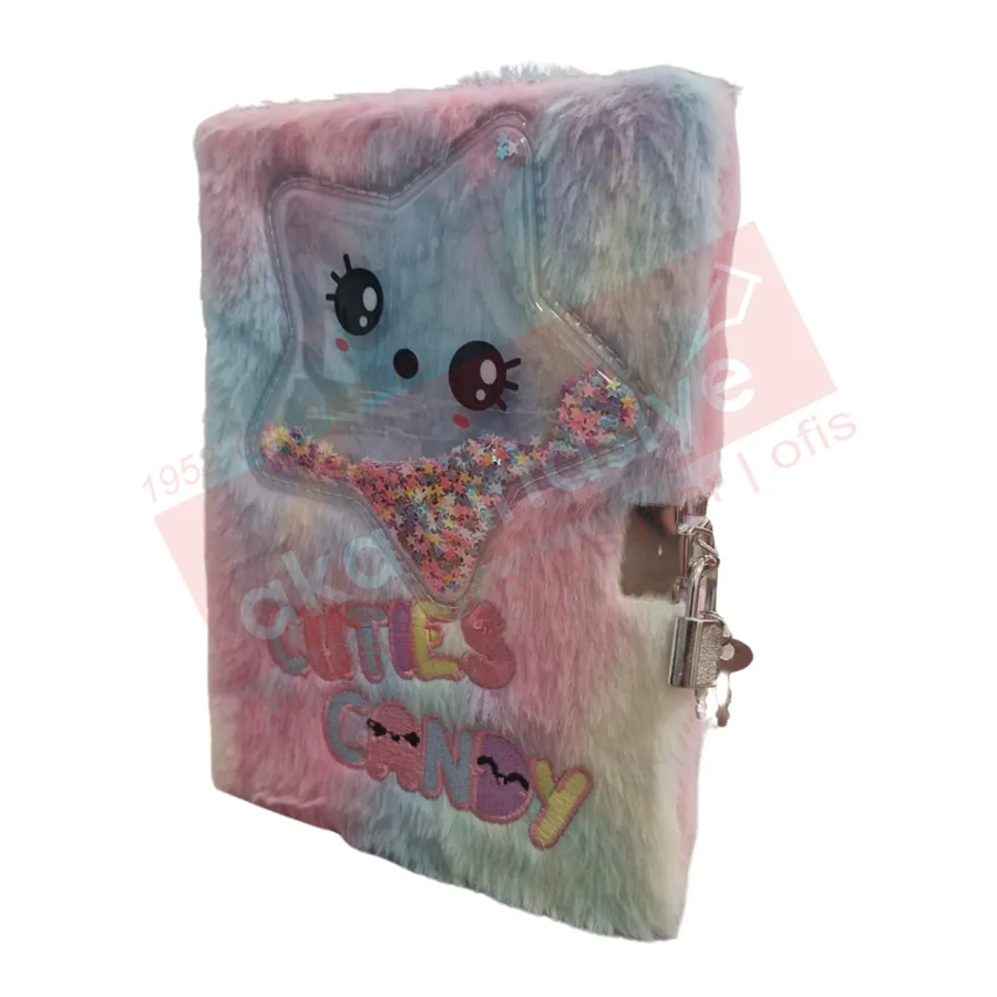 Misyon 15x21 Peluş Kilitli Hatıra Defteri Pullu Yıldız Msy-5652