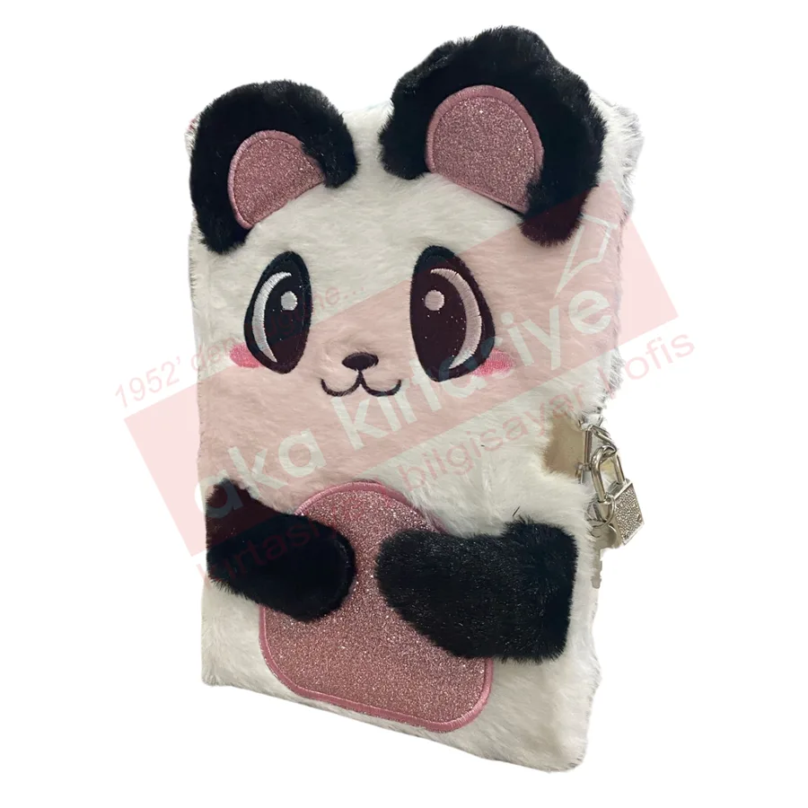Misyon 15x21 Peluş Kilitli Hatıra Defteri Panda Msy-5650