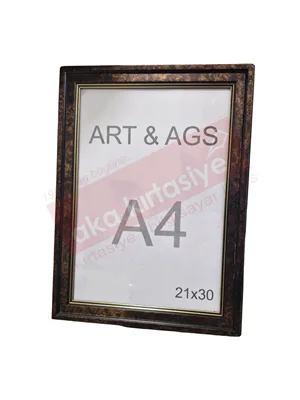 Art&ags A4 35 Mm Ahşap Görünümlü Çerçeve Altın Yaldızlı Kahve