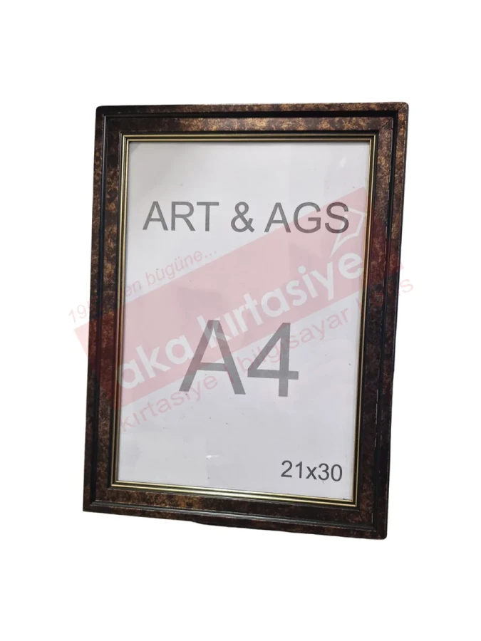 Art&ags A4 35 Mm Ahşap Görünümlü Çerçeve Altın Yaldızlı Kahve