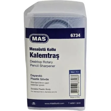 Mas Masaüstü Kollu Kalemtraş Dayanıklı Plastik Gövde Mavi 6734