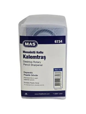 Mas Masaüstü Kollu Kalemtraş Dayanıklı Plastik Gövde Mavi 6734