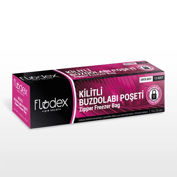 Flodex 19x25 Cm Orta Boy Kilitli Buzdolabı Poşeti 8"li