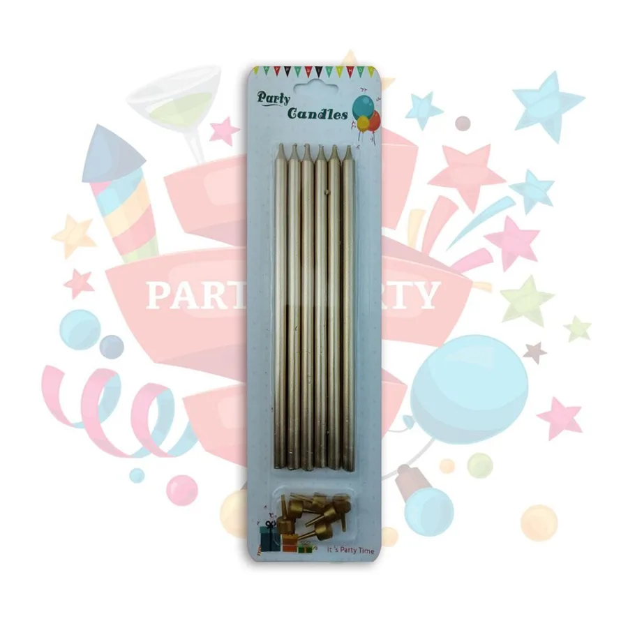 Nedi 18 Cm İnce Uzun Mum 6"lı Gold Pl-j06g