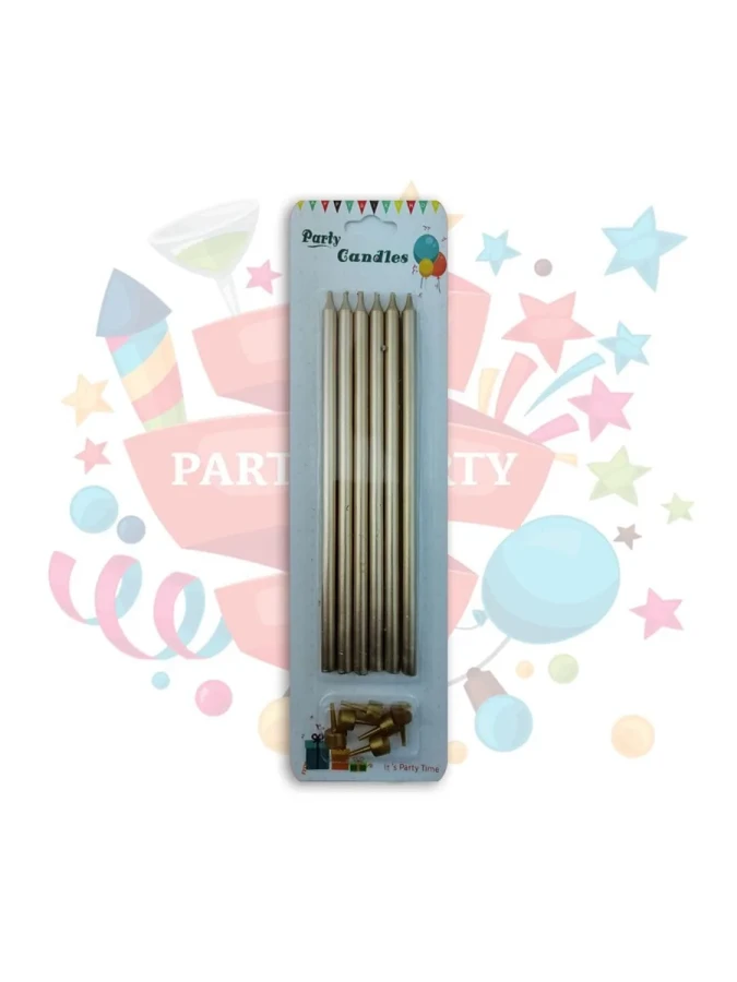 Nedi 18 Cm İnce Uzun Mum 6"lı Gold Pl-j06g