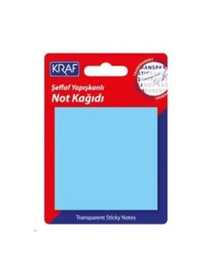 Kraf 76x76 Mm Yapışkanlı Not Kağıdı Şeffaf Mavi 50 Yp 7676tr