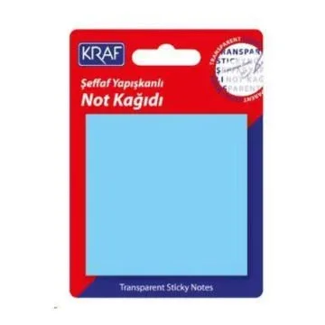 Kraf 76x76 Mm Yapışkanlı Not Kağıdı Şeffaf Mavi 50 Yp 7676tr