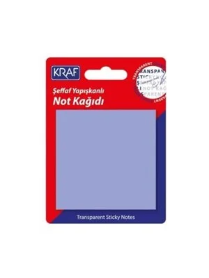 Kraf 76x76 Mm Yapışkanlı Not Kağıdı Şeffaf Mavi 50 Yp 7676tr