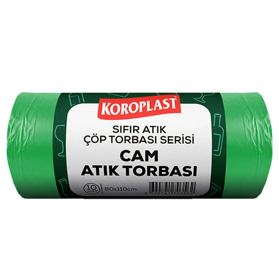Koroplast 80x110 Cm 40 Mic 650 Gr Sıfır Atık Cam Atık Torbası 10"lu Yeşil St01500537