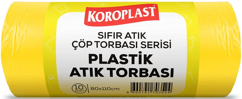 Koroplast 80x110 Cm 27 Mic 440 Gr Sıfır Atık Plastik Atık Torbası 10"lu Sarı St01500533