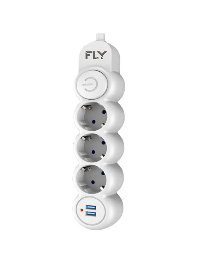 Fly 3393-01 3lü 2 Metre 2.1a Anahtarlı 2 Usbli Akım Korumalı Grup Priz