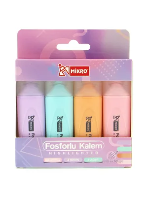 Mikro Fosforlu Kalem 4"lü Pastel Renkler Mk-605p-4